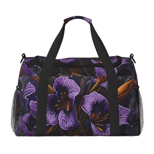 Disketp Ornate Purple Floral Vase Bolsa de Viaje Tipo Duffle, Bolso de Mano para Fin de Semana para Mujer, Bolsa de Gimnasio Ligera para Hombre, Esencial para Viajes