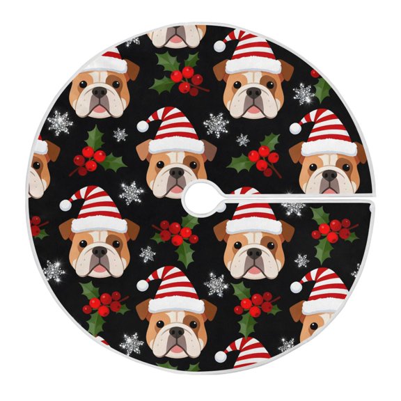 Ryvnso Christmas Tree Skirt Christmas Pug Dog Xmas Tree Skirts Ornament Home Decorations 35.4"