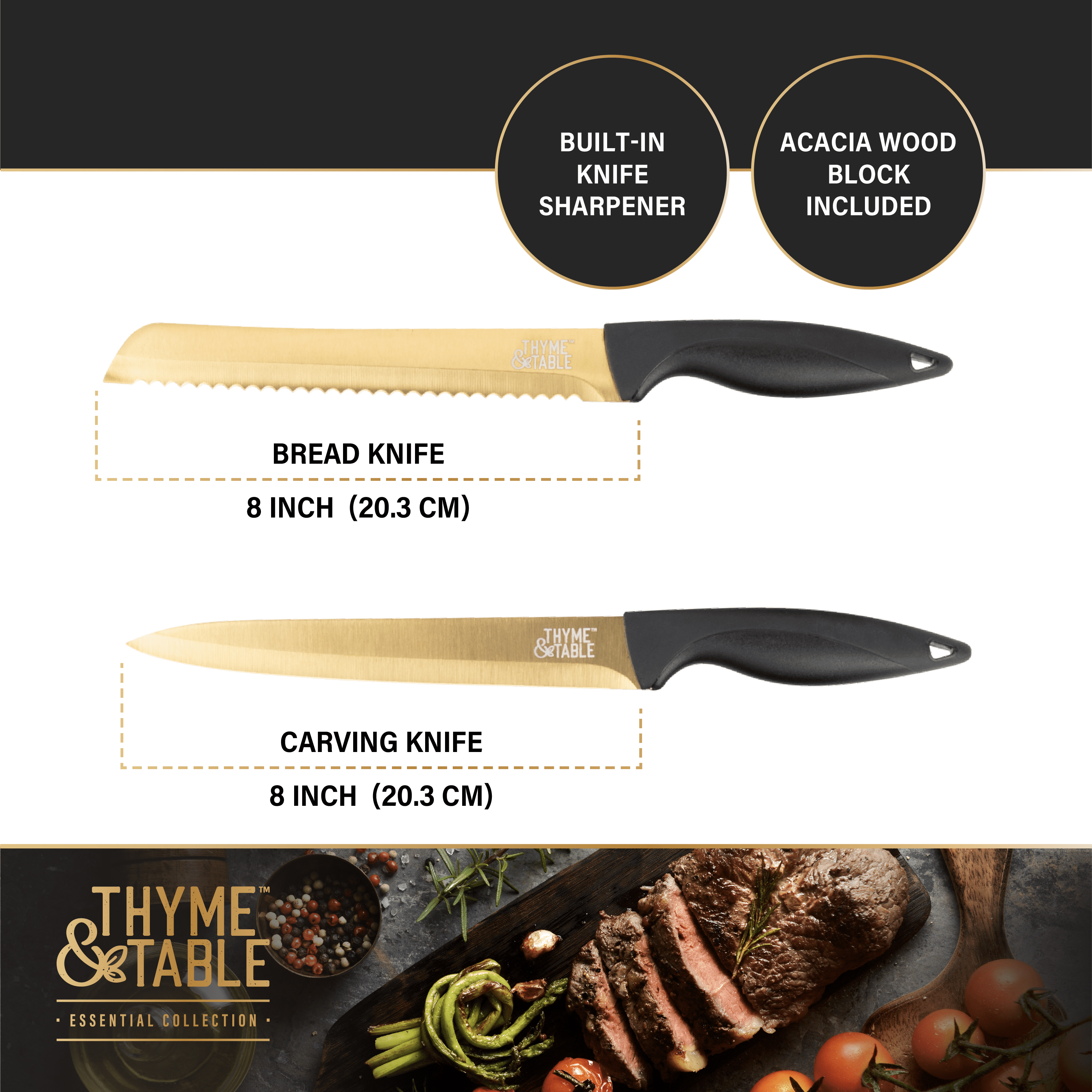 Thyme and Table Knife Vs Faberware Forged Knife 