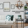 thumbnail image 2 of Giantex 6 Lights Chandelier, Ceiling Lamp w/Bronze Metal Spherical Shade & Adjustable Chain, 2 of 6