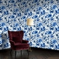 thumbnail image 2 of Peel and Stick Wallpaper Blue White Floral Butterflies Watercolor Style Wall Mural 17.7in x 9.8ft Self Adhesive Removable Wall Paper Renter Friendly Wallpaper for Nursery Bedroom Cabinets, 2 of 8