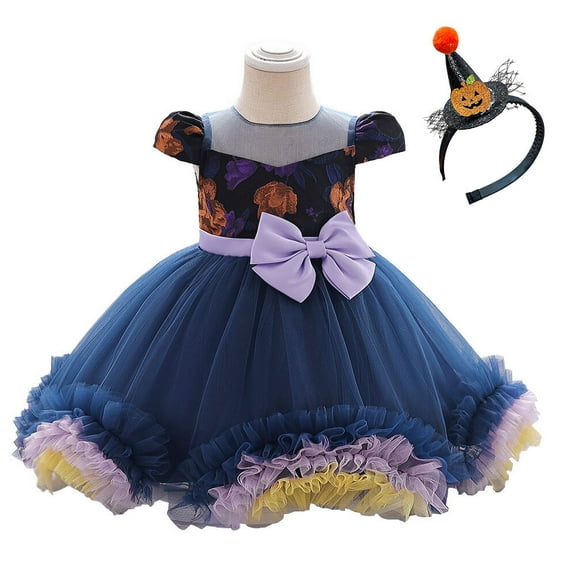 Baby Girls Halloween Costumes Floral Tulle Dress Witch Cosplay Dress Up, 12 Month - 3 Year