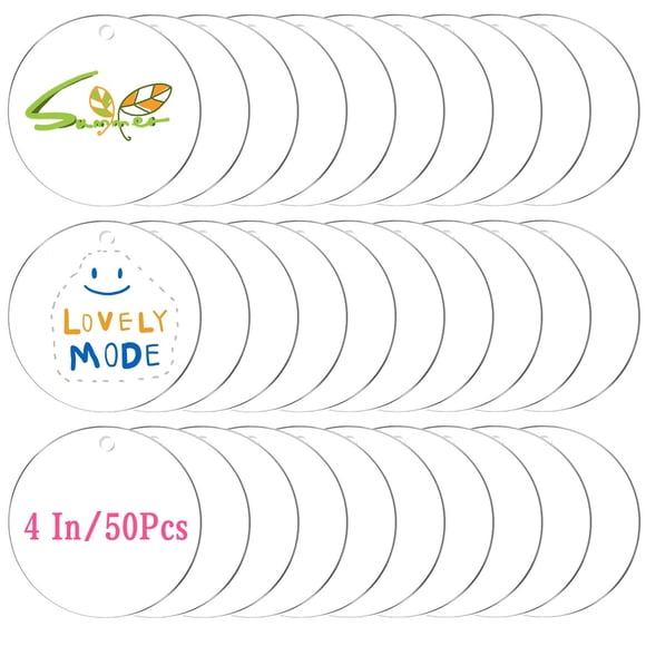 50 unidades de discos acrílicos redondos Senbota, 10 cm, transparentes