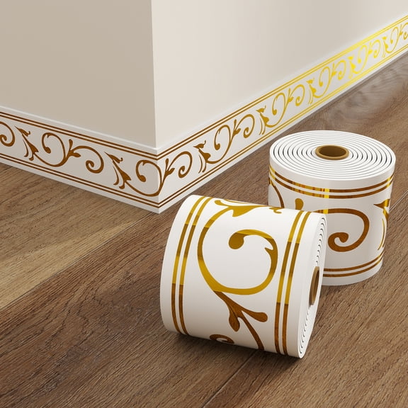 XmhyTop-A 5 Yards Self-Adhesive Wallpaper Border 3.94 Inch Wide PVC Decorative Strip, Removable Home Decor Sticker for Living Room, Bedroom,W11