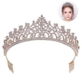 thumbnail image 2 of Bride Tiara Dainty Rhinestone: Princess Tiara Wedding Party Crown with Hair Comb, 2 of 6