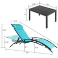 thumbnail image 4 of TLSUNNY 3 Pcs Patio Chaise Lounge and Side Table Set, Outdoor Recliner Lounger Chair with Removable Headrest, 5-Level Adjustable Backrest, Aluminum Frame, 4 of 10