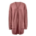 thumbnail image 2 of Gibobby Cárdigan para mujer Suéter de Punto Ligero con Frente Abierto para Mujer Ensambles de Dama Cardigan Elegante de Jersey Abrigos Largos(Rosa caliente,CH), 2 of 4