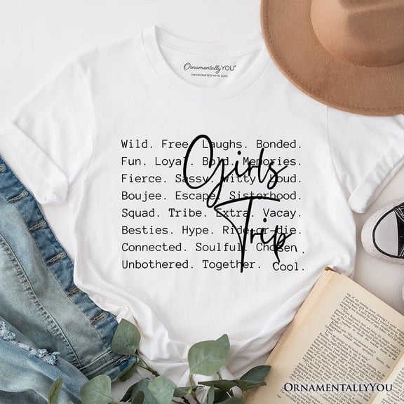 Besties Trip Words T-Shirt, Vacation Memories Graphic Tee