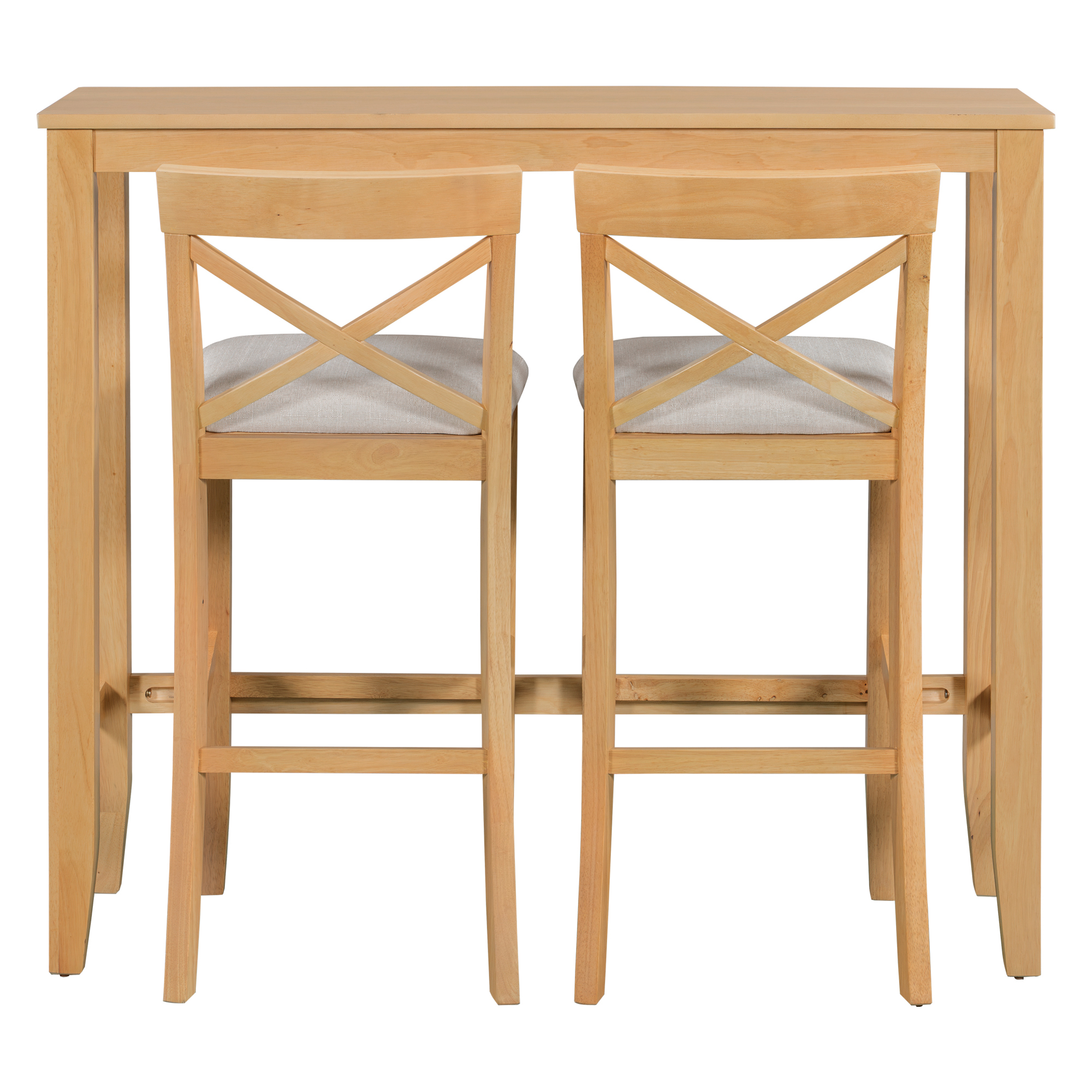 Euroco Farmhouse 3 Piece Dining Set,48" Rectangular Wood Bar Set Kitchen Breakfast Nook with 2 Chairs for Small Places,Natural