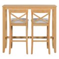 thumbnail image 6 of Euroco Farmhouse 3 Piece Dining Set,48" Rectangular Wood Bar Set Kitchen Breakfast Nook with 2 Chairs for Small Places,Natural, 6 of 9