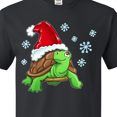 thumbnail image 3 of Inktastic Christmas Turtle in with Santa Hat and Snowflakes T-Shirt, 3 of 4
