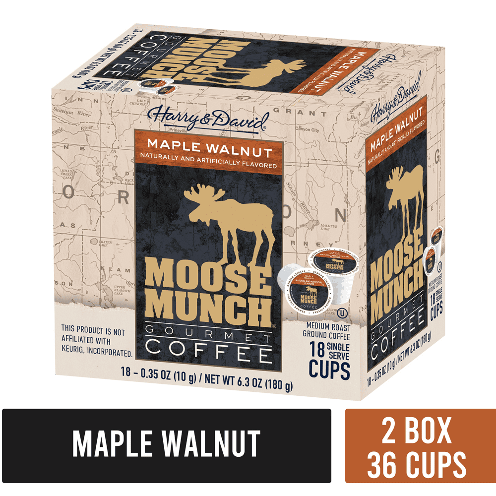 Moose Munch Single Serve Coffee by Harry & David, Maple Walnut, 2/18
