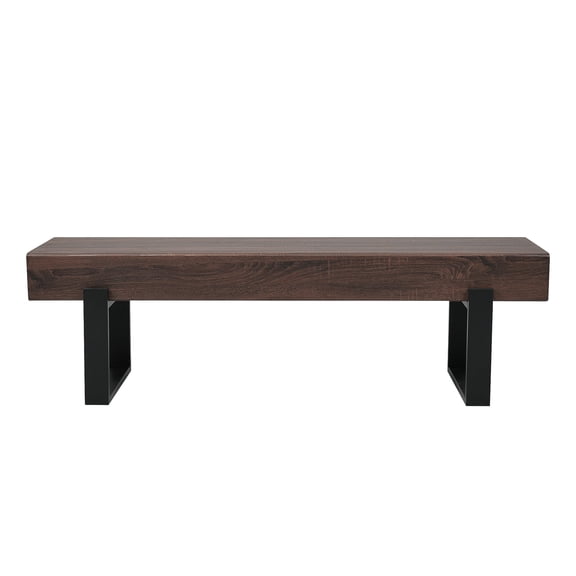 BOFANG Farmhouse Storage Bench, Dark Walnut