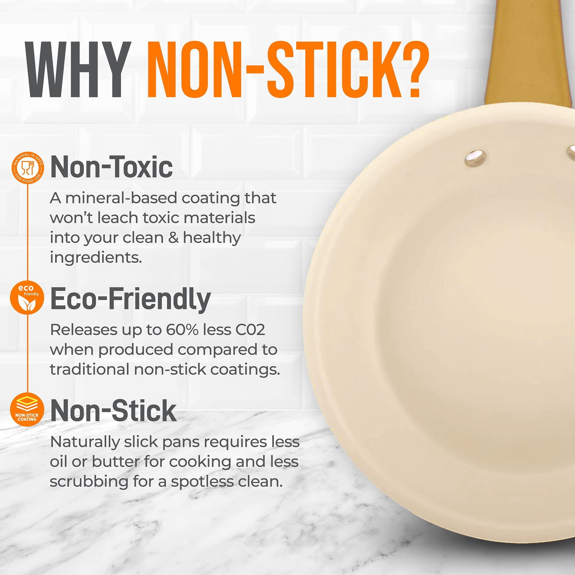 NutriChef 12" Large Ceramic Fry Pan - Non-Stick Ceramic Coated Skillet with Stylish Titanium Handle, Durable, Easy to Clean, Professional Cookware