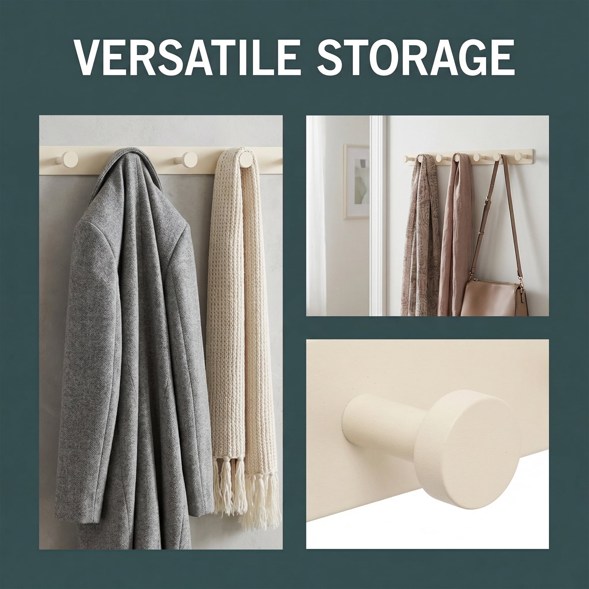 Unique Bargains Coat Rack Wall Mount Aluminum Hook Hat Rack for Entryway White 19.3"x1.2"