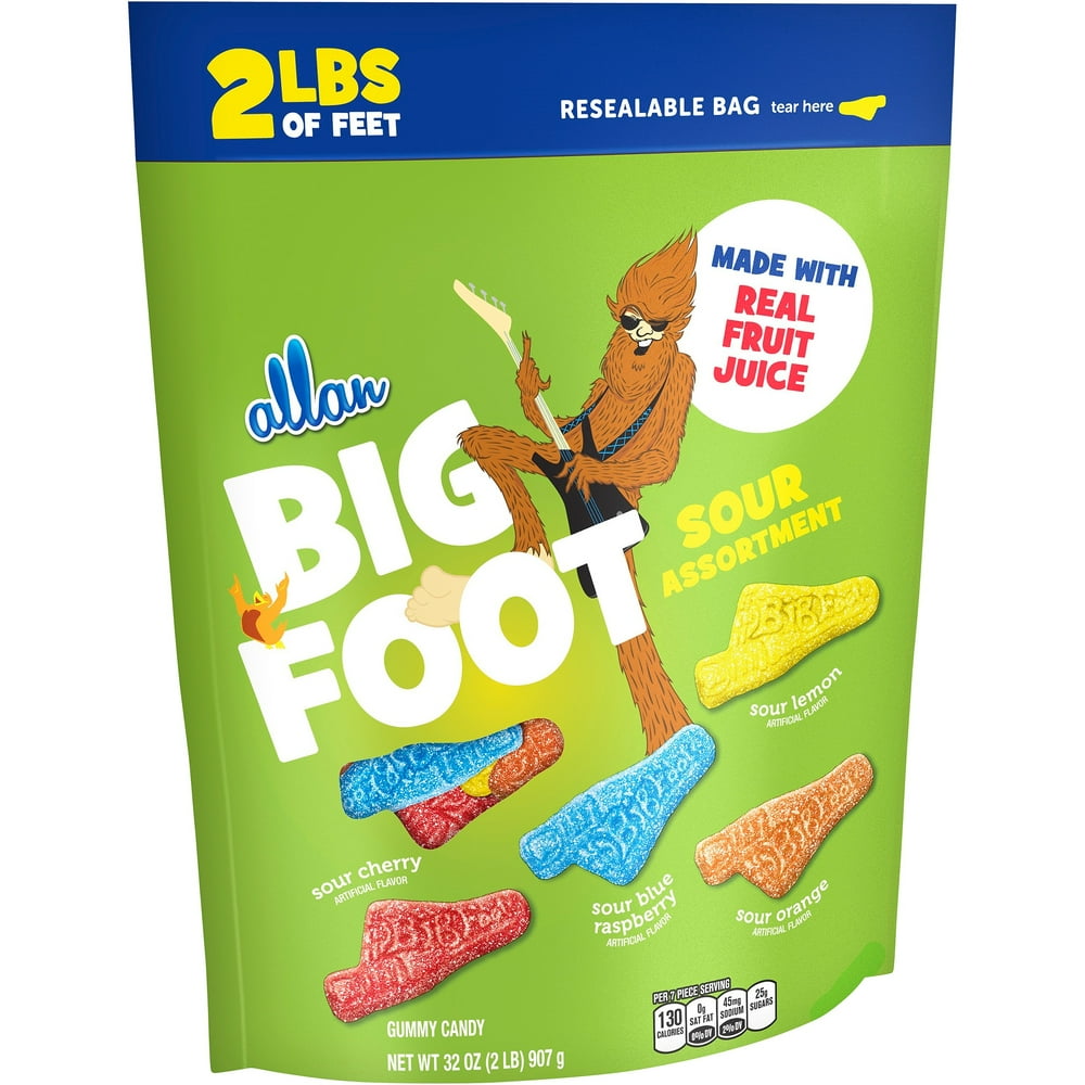 Allan Big Foot Sour Assortment Gummy Candy 32 oz. Bag