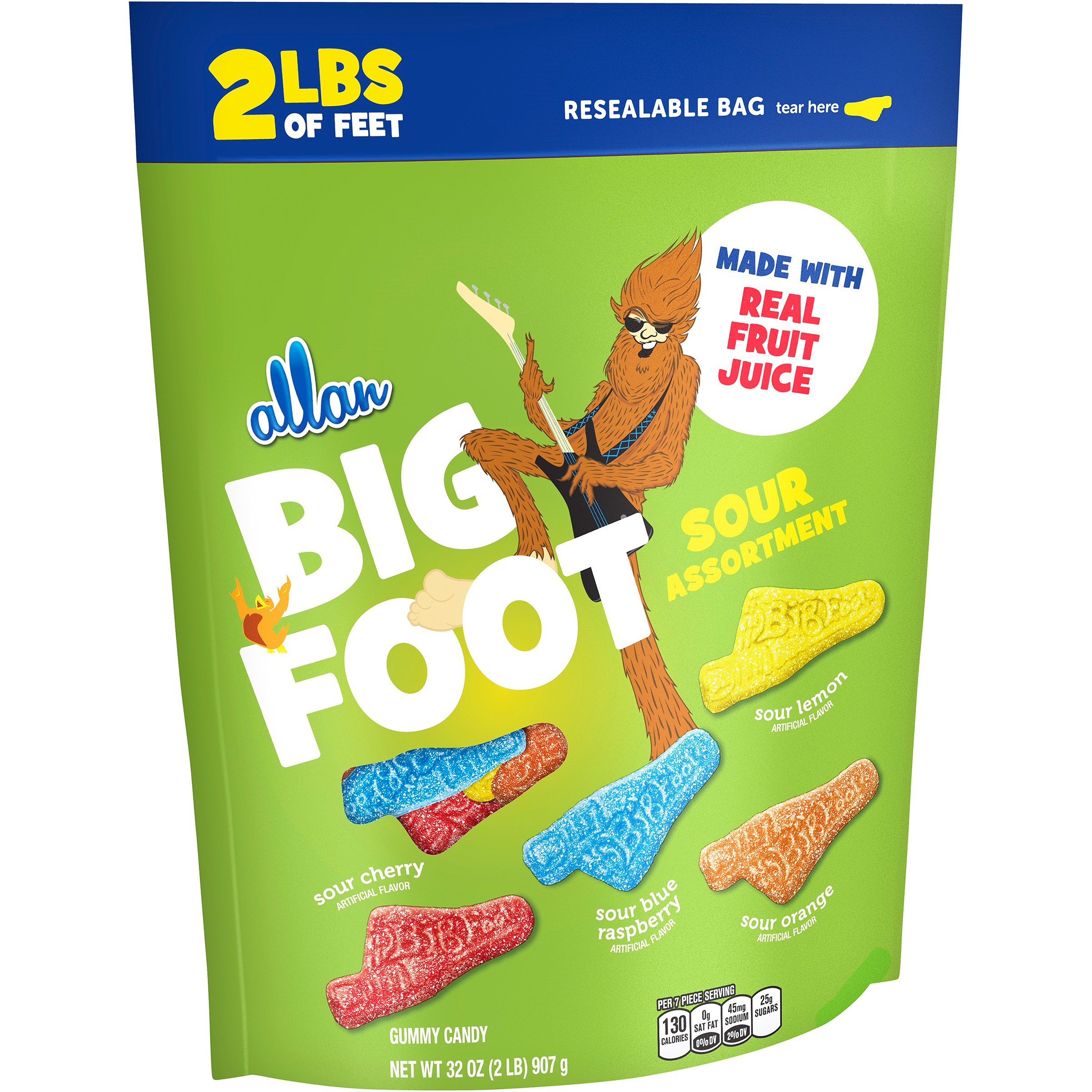 Allan Big Foot Sour Assortment Gummy Candy 32 Oz Bag Walmart 