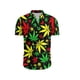 thumbnail image 2 of Camisas de playa de verano para hombres, blusas casuales de moda de manga corta con solapa, camisa cómoda con estampado de hojas de hierba coloridas y botones, 2 of 4