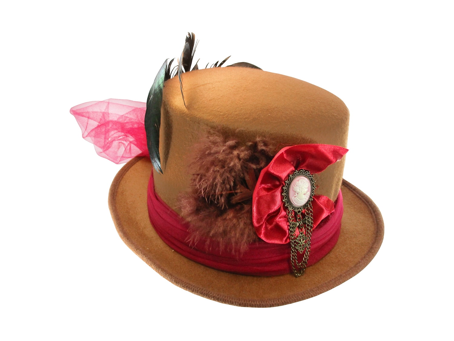Feathers Maroon Lace Bow And Cameo 