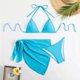thumbnail image 1 of Traje de baño para mujer, bikini de 3 piezas, secado rápido, espalda abierta, color liso, conjunto de traje de baño para mujer, 1 of 7