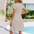 thumbnail image 5 of Ecqkame Summer Dresses for Women 2025 Casual Loose Flowy Midi Dress V-Neck Short Sleeve Party Dresses with Pockets 02-Khaki XXL, 5 of 9