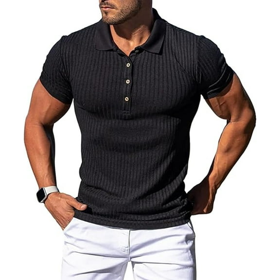 Puztloy Polo Shirts for Men Slim Fit Short Sleeve Golf Shirts Men Dry Fit Shirts Casual Stylish Clothes, Black
