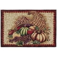 thumbnail image 5 of Violet Linen Fall Harvest Thanksgiving Autumn Leaves Sunflowers Fruits Pumpkins Tapestry Pattern, Polyester Cotton Woven Tapestry, Cornucopia, 13X 19, Rectangle Set of 4, Decorative Place Mats, 5 of 7