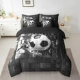 thumbnail image 2 of Erosebridal Black Soccer Bedding Sets Twin Size,Geometric Plaid Comforter Sets with Sheets,Sport Gamer Bed in a Bag Twin size,Microfiber Buffalo Room Decor,Reversible,7-Piece, 2 of 6