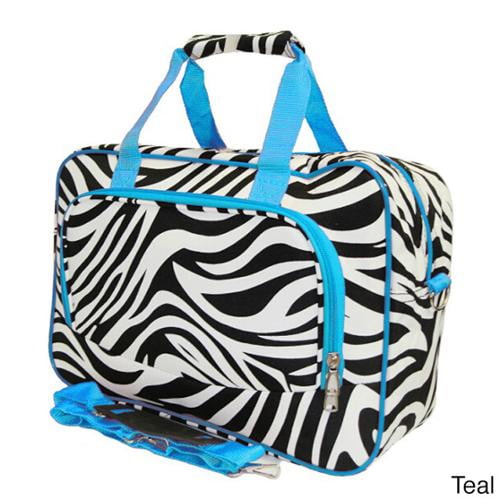 One Size World Traveler 21-Inch Carry-On Shoulder Tote Duffel Bag Blue Trim Zebra