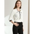 thumbnail image 3 of INSPIRE CHIC Blusa elegante para mujer, con cuello en V, media manga, pu?os con botones, trabajo, oficina blanco XL, 3 of 6