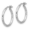 thumbnail image 2 of 925 Sterling Silver Rhodium Plated Women's 2mm Diamond Cut Tube Hoop Earrings | 20mm, 2 of 4