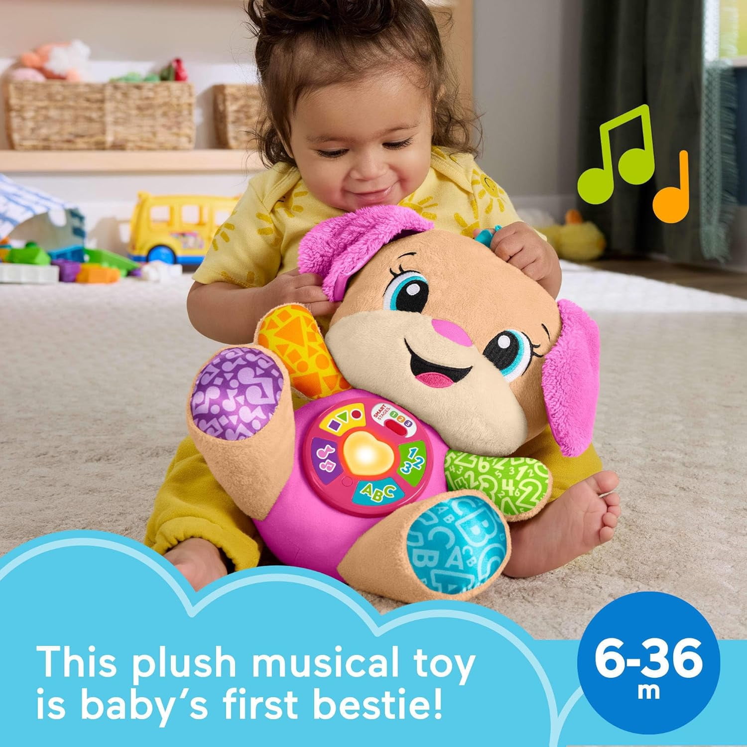 Baby Toy Laugh & Learn Smart Stages Puppy Musical Plush with Lights & Learning Songs for Infants Ages 6+ Months