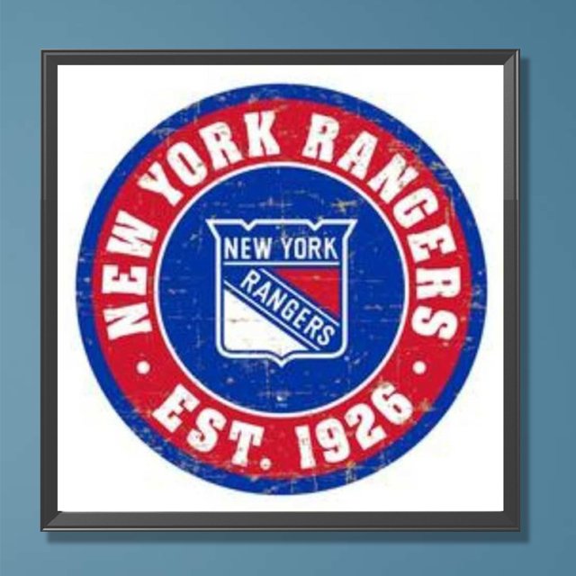 Cuadros Decorativos 5D bricolaje taladro redondo completo diamante pintura New York Rangers Art Craft (B6973) Wdftyju de costura negro 4 estilos