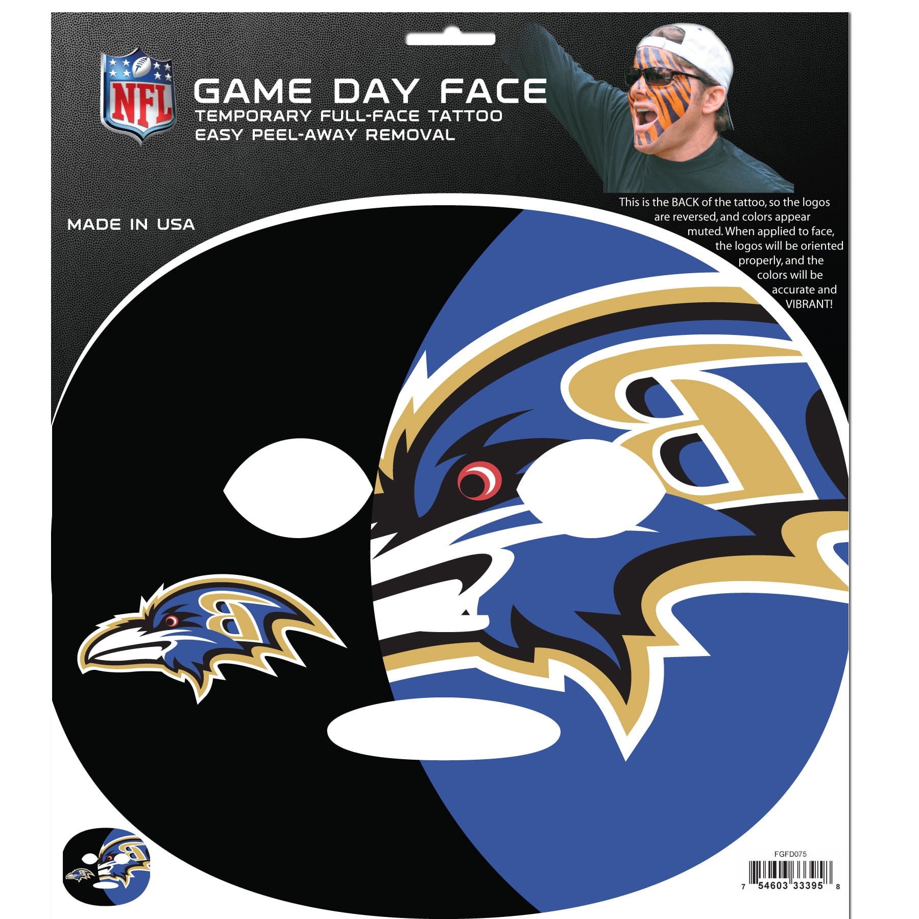 NFL Baltimore Ravens Game Day Face Temporary Tattoo - Walmart.com