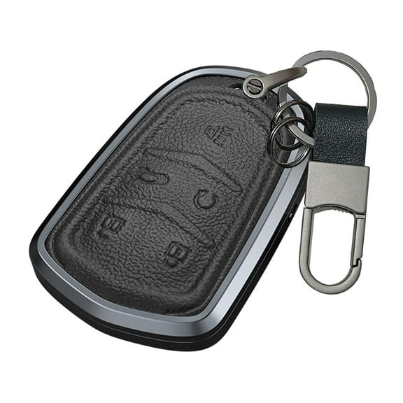 for Cadillac Key fob Cover Keychain Cadillac Escalade ATS CTS STS SRX XT5 CT6 Accessories Car Key Chain Remote Case Shell Protector 5 Button Leather and Aluminum Frame