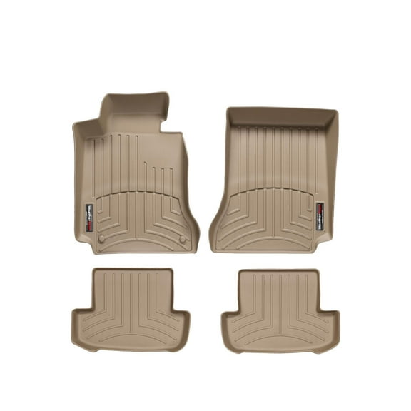 WeatherTech Custom Fit FloorLiners compatible with Mercedes C 63 AMG, C-Class, E-Class - 1st & 2nd Row (2-pc. Rear Liner), Tan