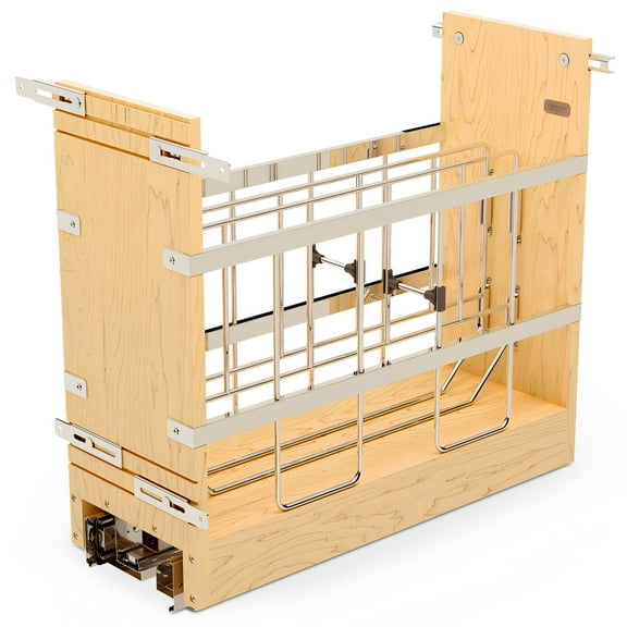 Rev-A-Shelf 8" Wood Bakeware Pulout Organizer w/ Soft-Close Ball-Bearings