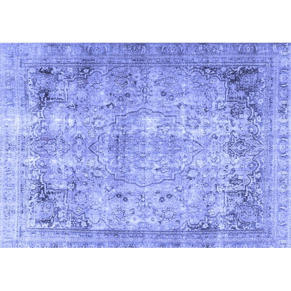 Ahgly Company Machine Washable Indoor Rectangle Persian Blue Traditional Area Rugs, 6' x 9'