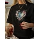 thumbnail image 1 of Camiseta vintage con cuello redondo y estampado geométrico para mujer, manga corta, algodón, lavable a máquina - Colección de verano, camisetas informales, 1 of 7