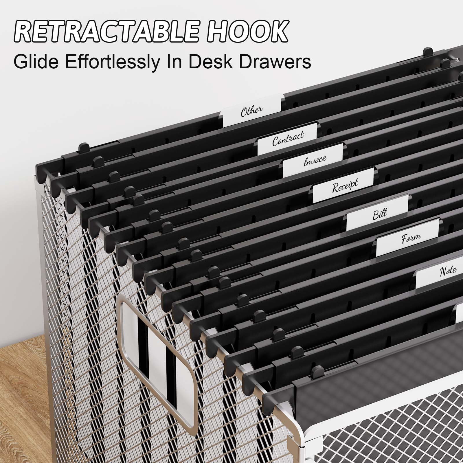 Plastic Hanging File Folders Letter Size 12 Pack Reinforced 1" Expanding Heavy Duty Organizer Files Black Hang With Tabs Durable Filing Cabinet For Office School Home