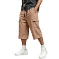 thumbnail image 2 of TEAJOPSUU Casual Capris for Men Elastic Waist Drawstring Outdoor Stretch Plus Size Capris with Multi Pockets S-3XL Khaki, 2 of 8