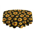thumbnail image 5 of Black Sunflower Round Tablecloth 60" X 60",Wrinkle Wipeable Table Cloth for Kitchen Dining Room Picnic Patio Party, 5 of 6