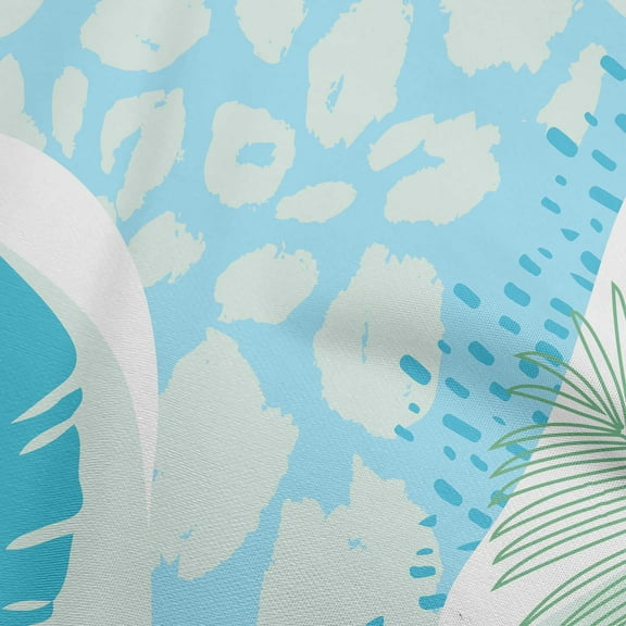 oneOone Polyester Spandex Turquoise Blue Fabric Tropical Abstract Leaves Dress Material Fabric Print Fabric By The Yard 56 Inch Wide