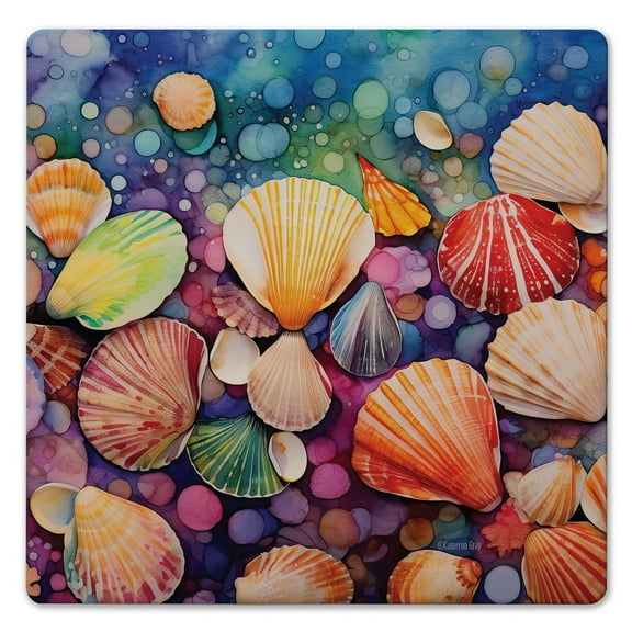 Thirstystone "Bright Sea Shells" Decorative Cork Backed Stone Trivet 8" Square