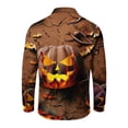 thumbnail image 6 of GrmtClth Mens Regular Fit Halloween Long Sleeve Polo Tops Vintage Cracked Pumpkin Bat Print Comfort Soft Fabric Holiday Golf Weekend Casual Shirts Brown XL, 6 of 7