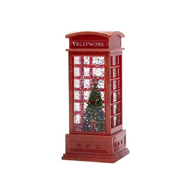 Snow Globe Lanterns Battery Operated Christmas Lantern Glitter Water for Xmas Phone Booth Tree