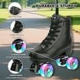 thumbnail image 3 of KFeng Shiny PU Leather Roller Skates for Indoor/Outdoor Use,Unisex Skates,Black(Women8.5/Men7), 3 of 8