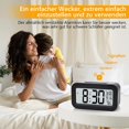 thumbnail image 2 of Despertador, pequeño despertador digital, pantalla LCD de 5,1 pulgadas con cargador USB, repetición de alarma, minutos, calendario de fecha, alarma de temperatura, negro, 2 of 5