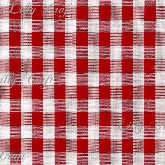 Gingham Checkered Poly Cotton 1/4 Inch Red Fabric - Sold By The Yard - 57" / 58"