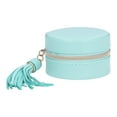 thumbnail image 4 of Travel Jewelry Box Portable Round Artificial Leather Mini Jewelry Storage Case with Zipper for Rings Earrings Necklaces, 4 of 14
